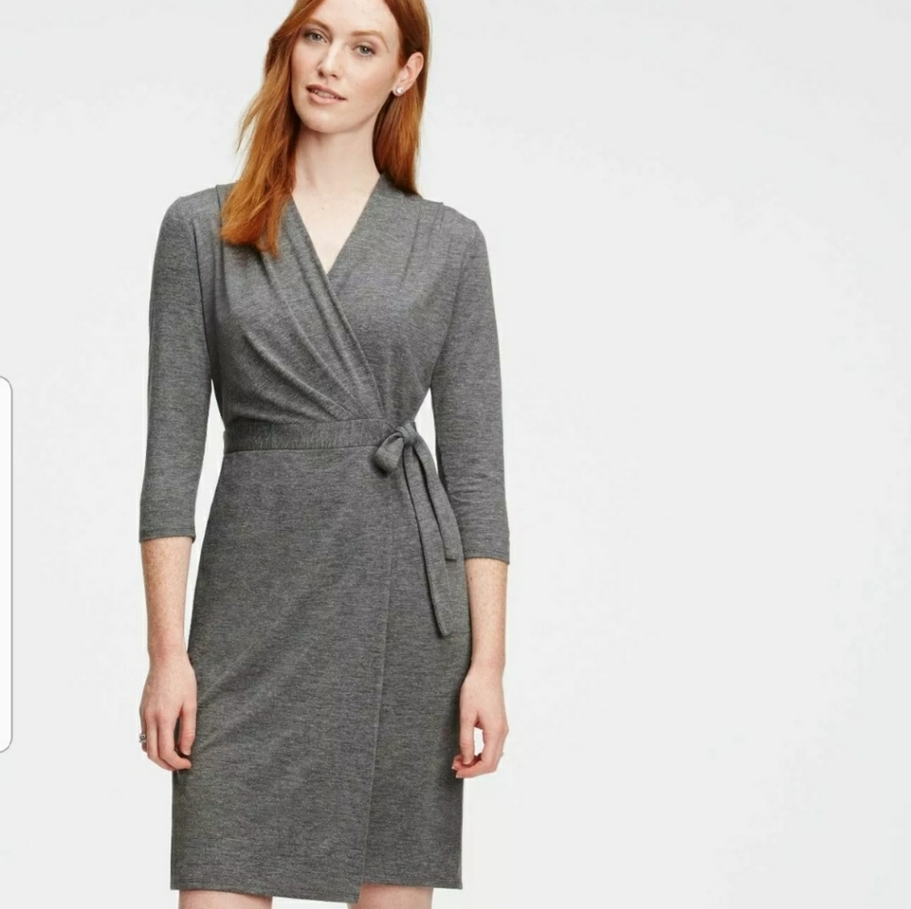 Ann Taylor wrap gray dress size 10